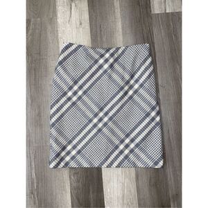 Ann Taylor Blue and White Plaid Pencil Skirt